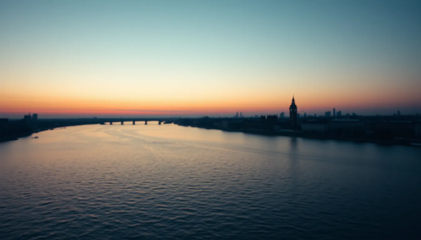The River Thames at dusk with the London skyline in silhouette, for a guide to working with a cross border tax accountant in London