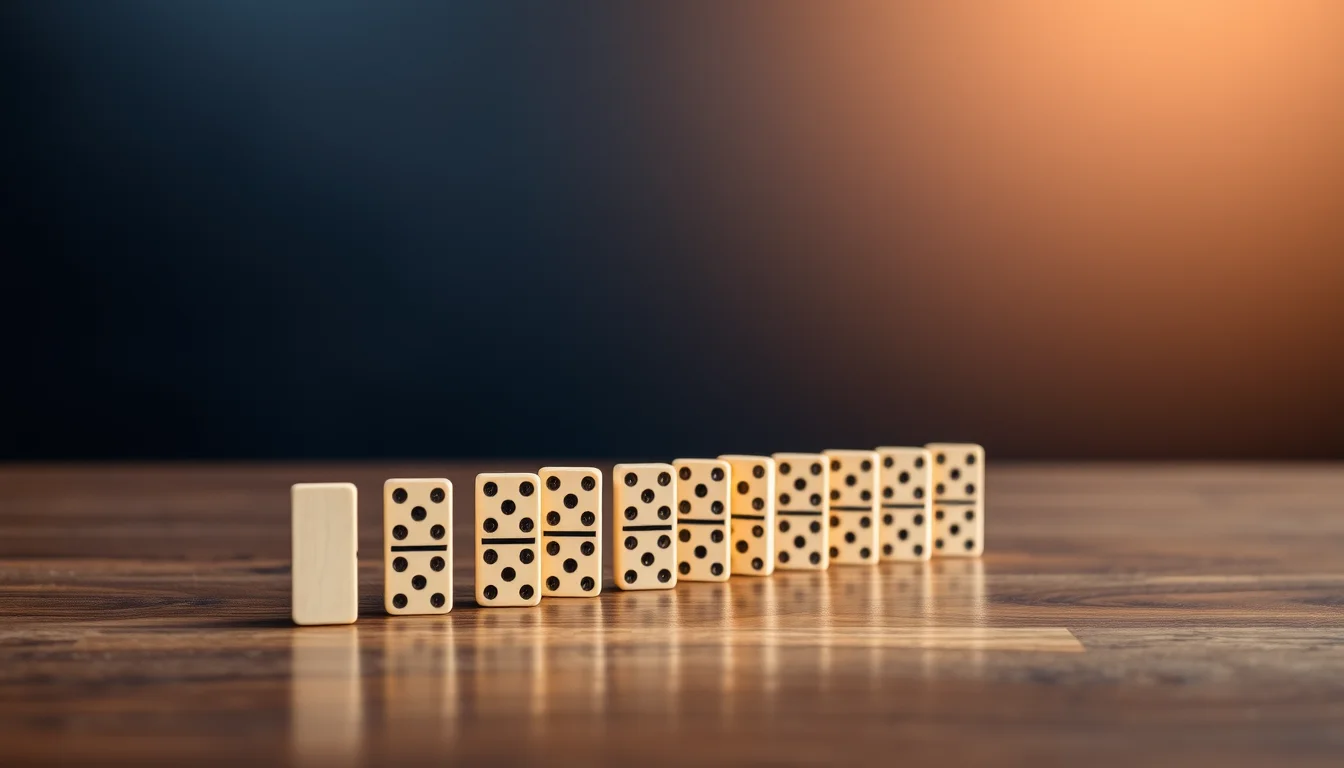 A long row of ivory dominoes on a walnut table, one per year held, like the yearly slices of an excess distribution PFIC