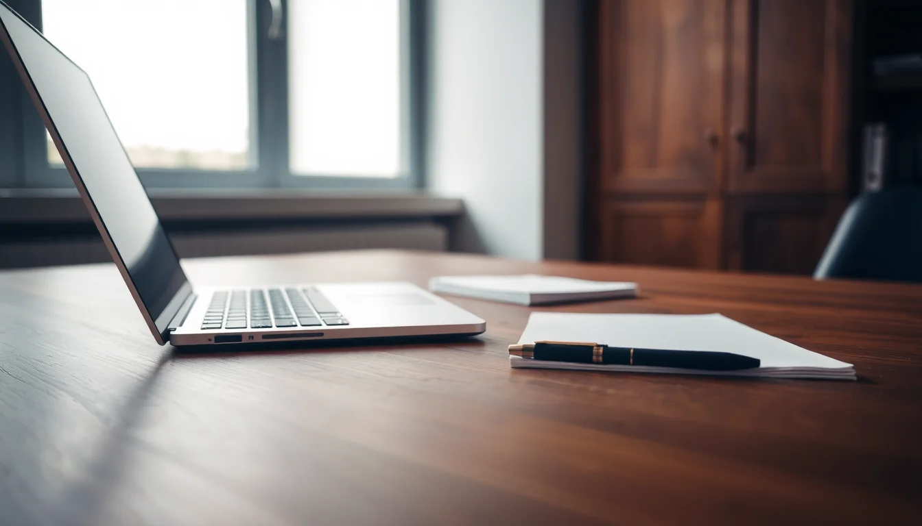 A laptop open on a desk beside bank statements, ready to file an FBAR online in 2026 through the BSA E-Filing System