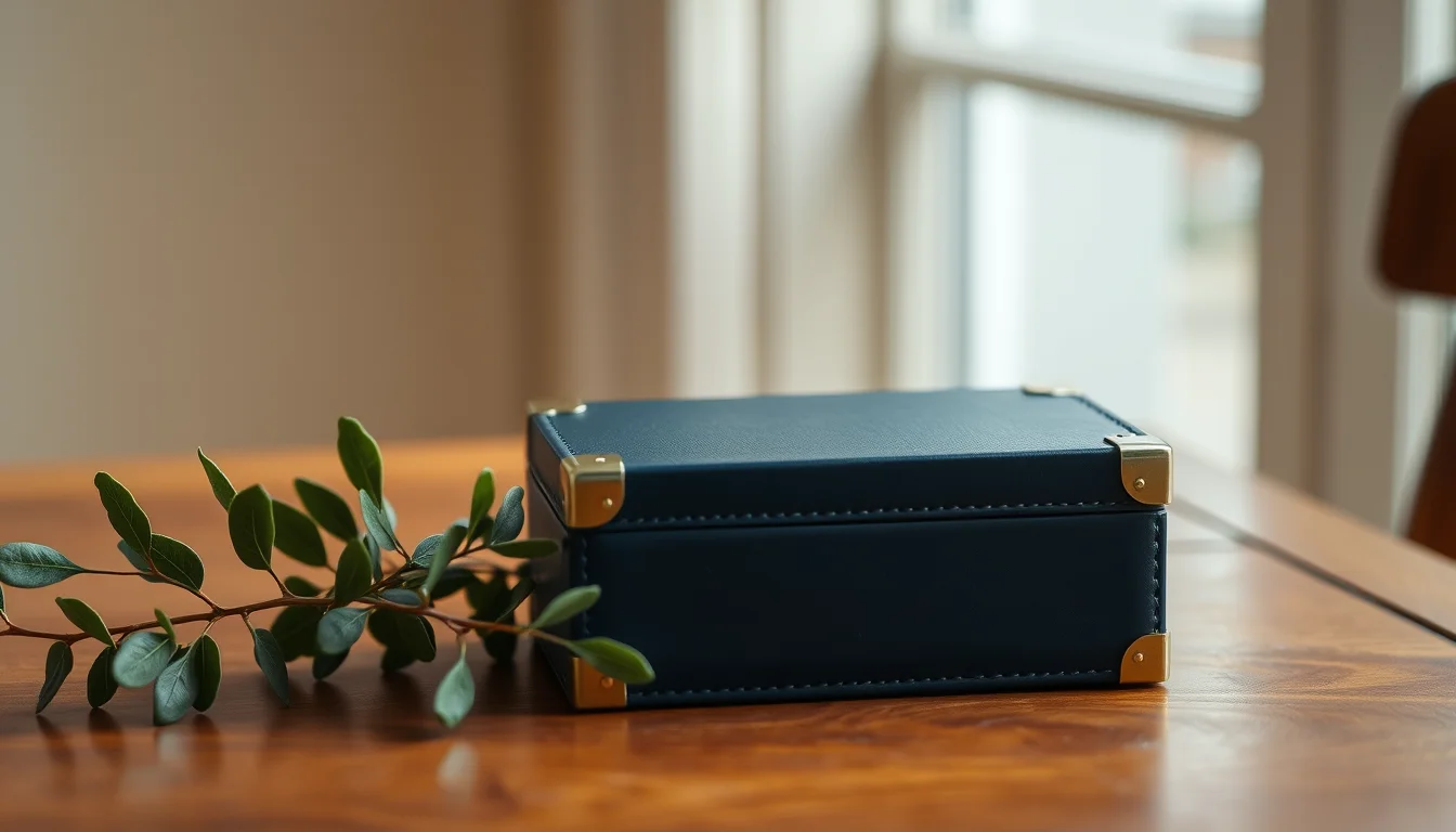 A navy leather savings box with bronze corners on an oak desk in a London study, illustrating how a US Roth IRA is taxed for UK residents