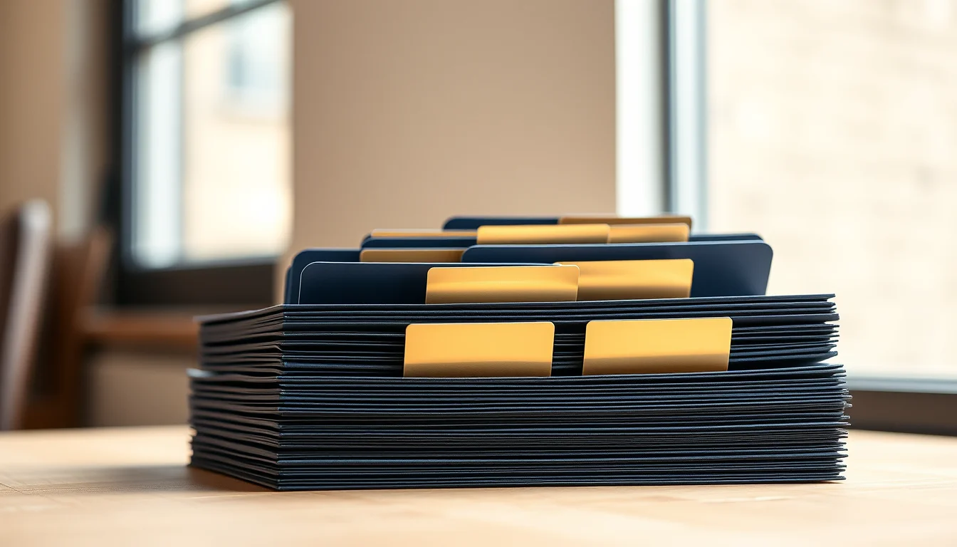 A stack of navy document folders with bronze tab dividers on a desk by a window, illustrating the SA100 tax return and its separate supplementary pages
