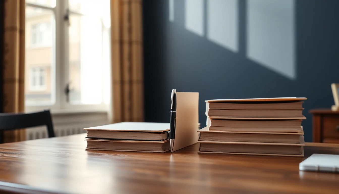 Two stacks of client files side by side on a walnut desk, representing the US and UK work of US UK tax accountants
