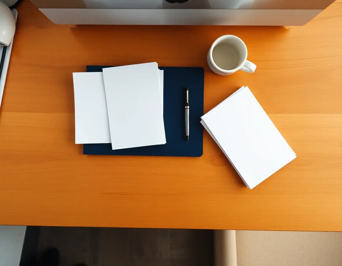 Two stacks of tax paperwork and a navy folder on an accountant's desk, ready for a US and UK tax return review
