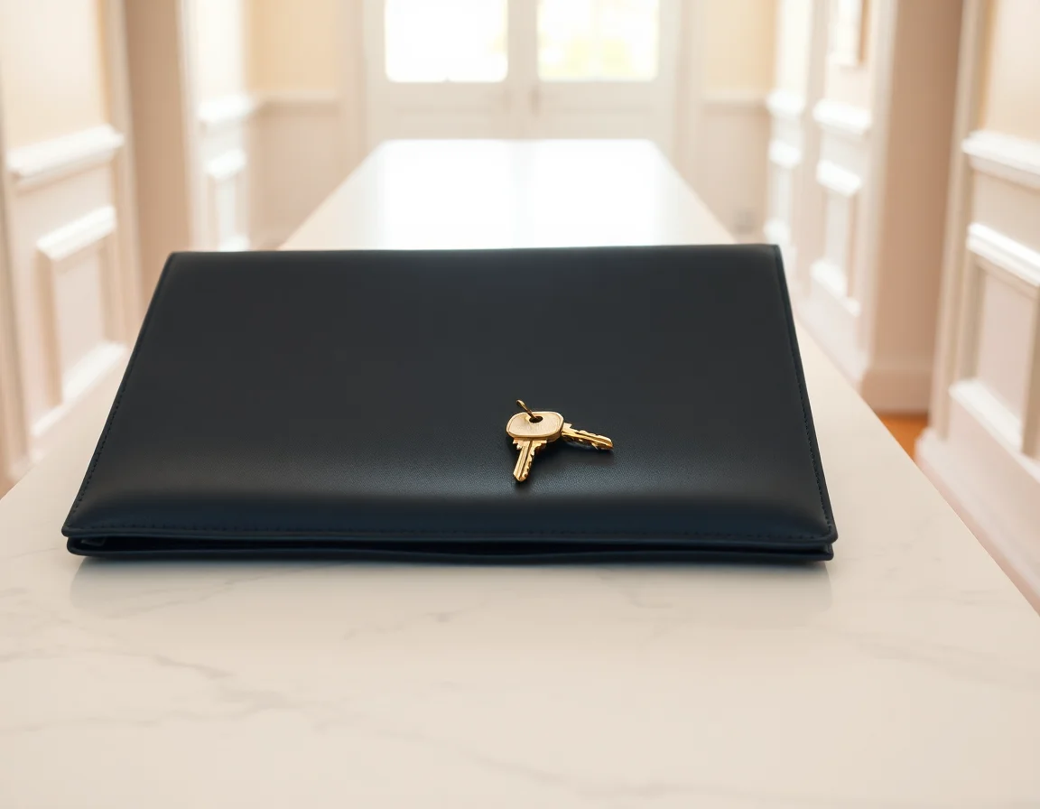 Document folder and house key for a first US and UK tax return engagement checklist