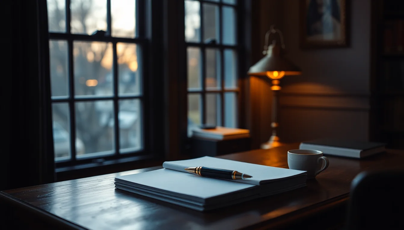 A quiet study desk at dusk with paperwork and a pen, illustrating US UK double taxation relief planning